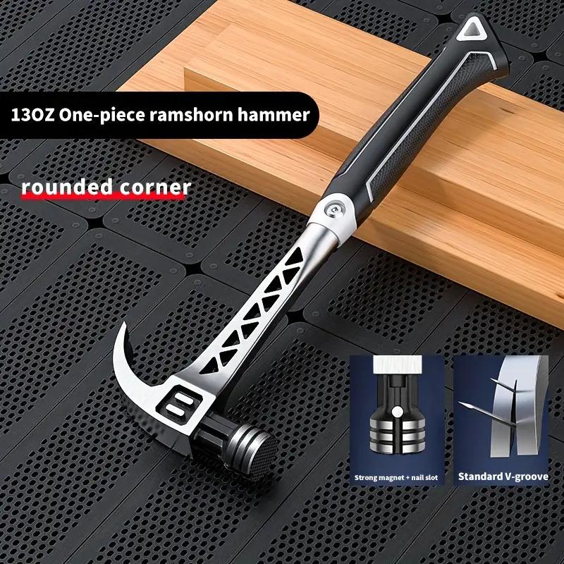 OUDISI Heavy Duty Steel Hammer with Non-Slip TPR Comfort Grip - Multi-Functional Hand Tool for Nails, Carpentry, and Industrial Use, Ergonomic Design, No Batteries Needed, Hammer for Work, Carpentry Accessories, Stylish Metal Surface, Sturdy Structure