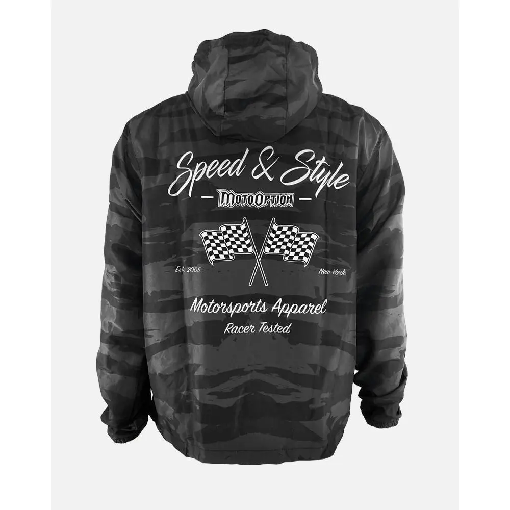 Speed and Style Windbreaker Jacket - Black Camo