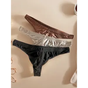 3pcs Men's Underwear in Random Colors, Light-Sensing Comfort Luxury Fabric, Men's Seamless Thong