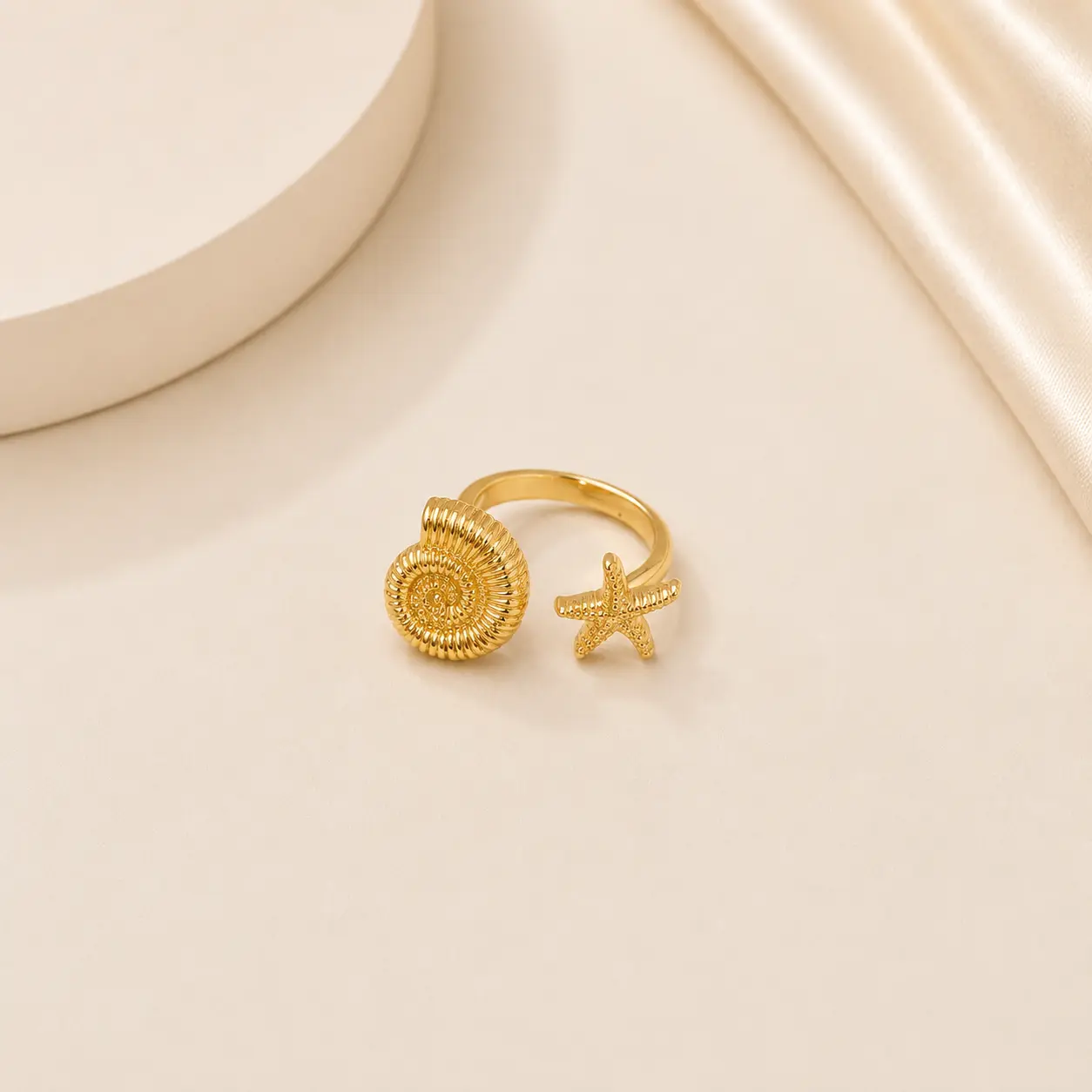 Conchiglia Ring – Adjustable Shell & Starfish Ring