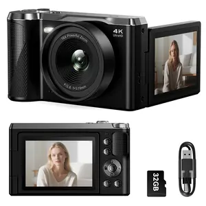 Retro Style Mirrorless Digital Camera 4K HD Video Recording with Side Flip Screen Digital Zoom for Content Creators Compact Lightweight Design