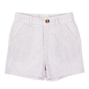Boys Tan Gingham Standard Shorts - Classic Style, Comfortable Fit for Everyday Wear