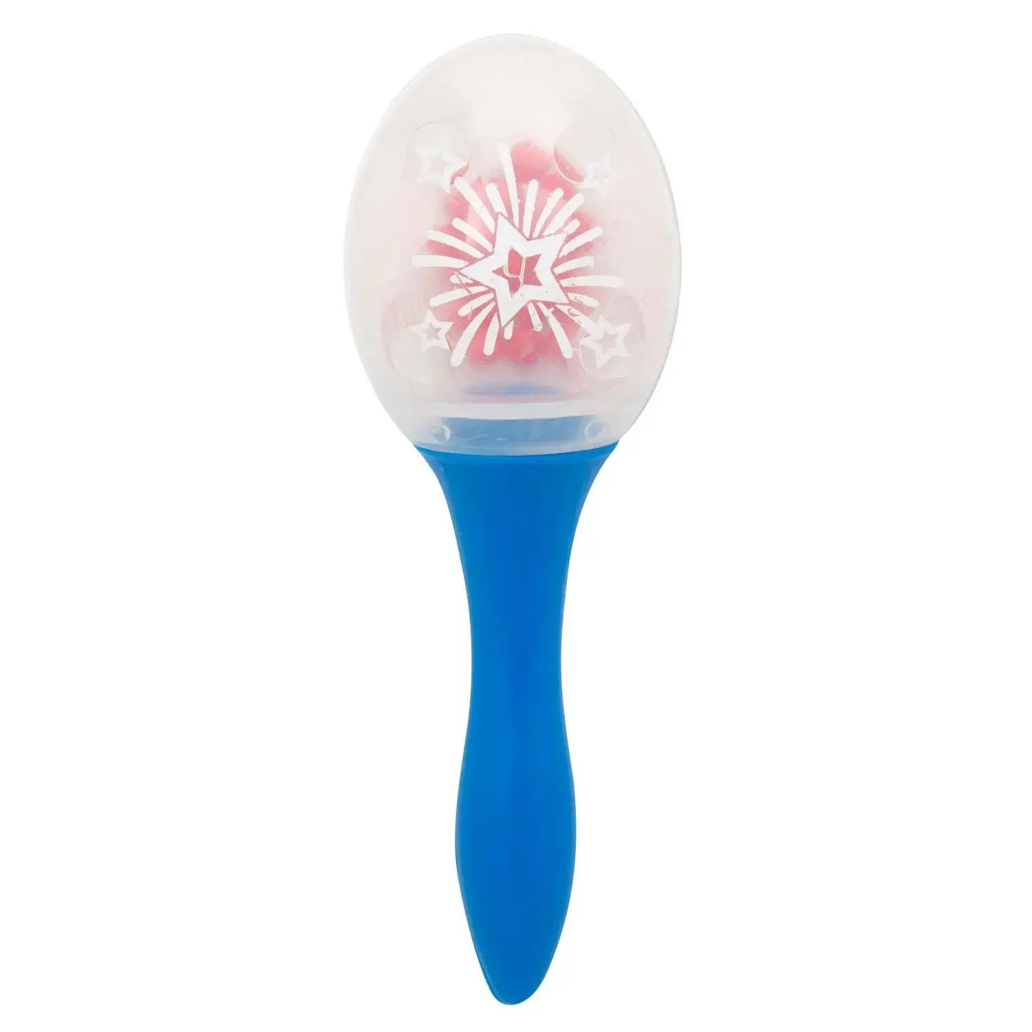 5 1/4" Clear Patriotic Plastic Maracas with Red Beads - 12 Pc.