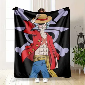 Rick Sanchez Pirate King Anime Mashup Fan Gift — Lightweight Summer AC Blanket One Piece Parody Art Thin Breathable Flannel Throw for AC Room Hot Sleepers Soft Cozy Sofa Bed Decor Gift Use summerwins