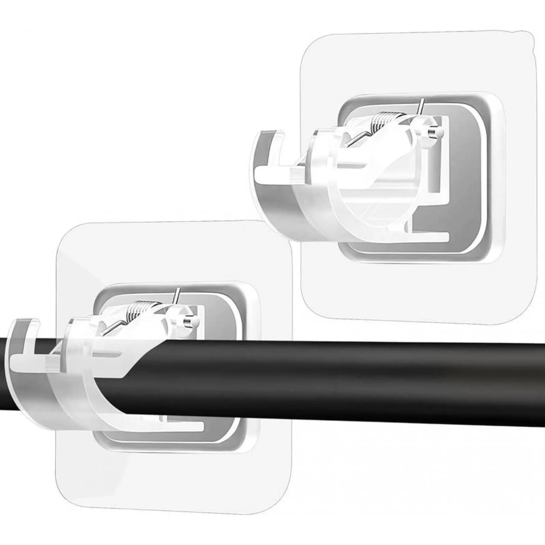 8 Counts Set Nail Free Adjustable Drapery Self Adhesive Curtain Rod Brackets,Curtain Rod Bracket No Drilling,Towel Holder Fixing Hook for Home Bathroo