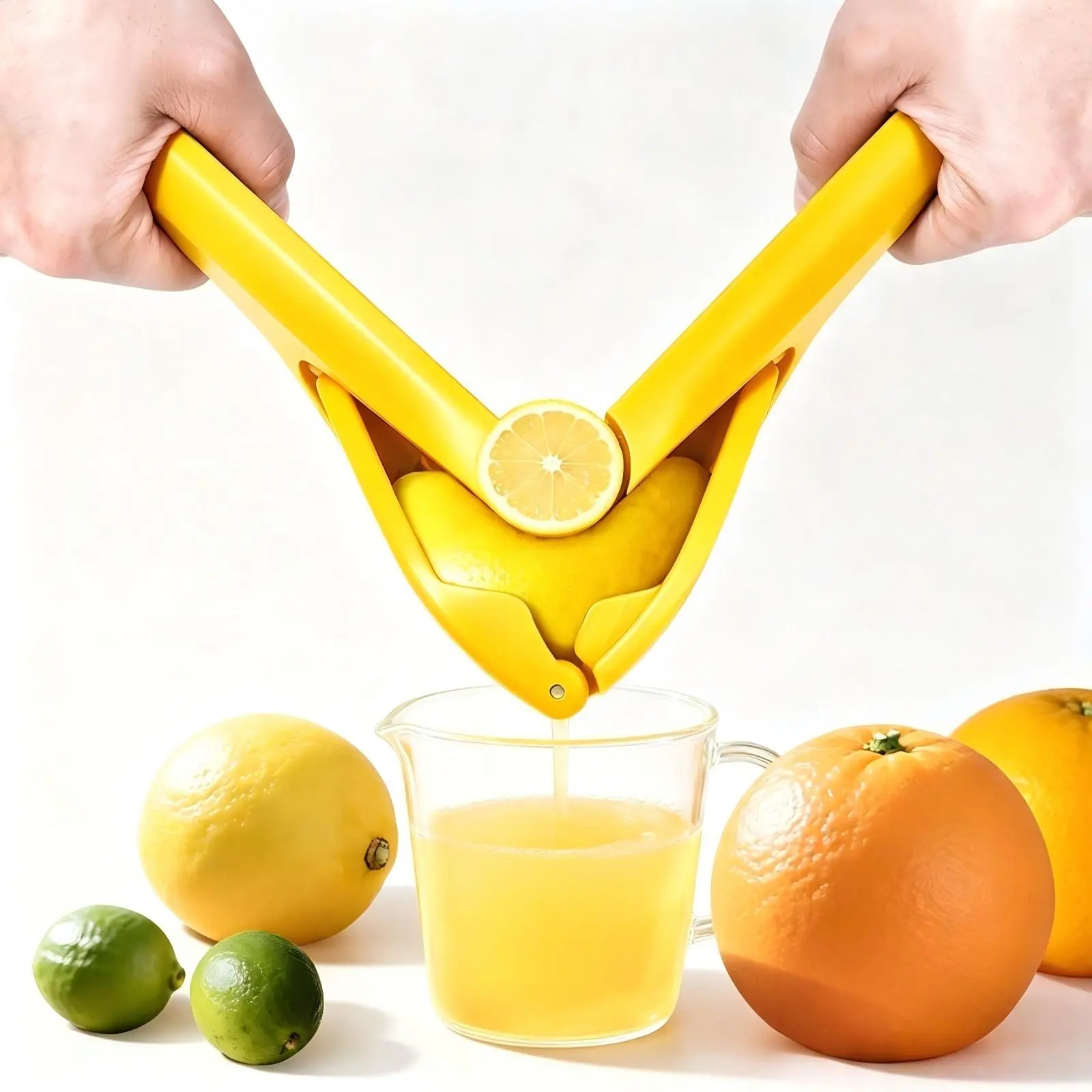 DGAPHRO Flat-Folding Plastic Lemon Squeezer, Lightweight Food-Grade PP Citrus Juicer with Max Extraction Lever for Home Cooks, Cocktails & Backyard BBQs, Hassle-Free 3-Second Rinse.