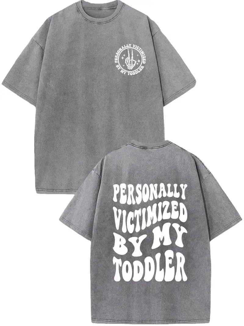 Women's Retro Washed Short-Sleeve Nursing Graphic Tee - Skeleton Hand Print, Sarcastic Mum Quote, Oversized Slouchy Baggy Fit, Breathable Fabric, Summer Womenswear Top, Shortsleeve, Graphic Tees Women, Slouchy Oversized