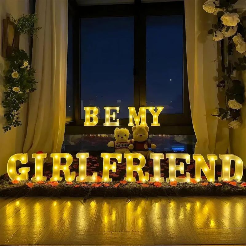 Lopixa™ Be My Girlfriend Light Up Letters Proposing Decorations Set Includes 14 LED Light Letters and 1000 Rose Petals Valentine's Day Ornaments