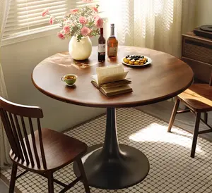 ∅24'' Round Table Modern Dining Table MDF Top and Steel Base Tulip Round Kitchen Table Mid Century Coffee Table for Living Room