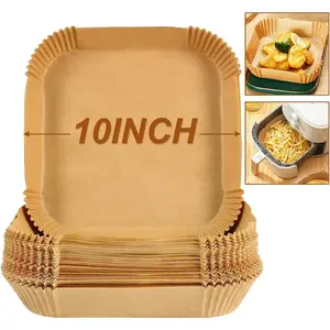 Large Air Fryer Liners, 10 Inch Square Air Fryer Liners, XL Air Fryer Parchment Paper, Compatible with Corsori, Power XL, Gourmia Air Fryer and More (Set of 50)