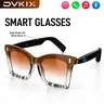 DVKIX Women's Round Wireless Audio Glasses - Wearable Tech Glasses with Waterproof, Auto-Power-On When Worn, Open-Ear Audio, Hands-Free Calling, Music Playback, Touch Controls, Voice Assistant - Ideal for Daily Wear, Travel, Hiking, Cool Gifts for Adults