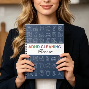 ADHD Cleaning Planner, Spiral-Bound Organizer for Neurodivergent Adults, Simple Step-by-Step Home Cleaning Checklist & Habit Tracker for Focus, Motivation & Productivity