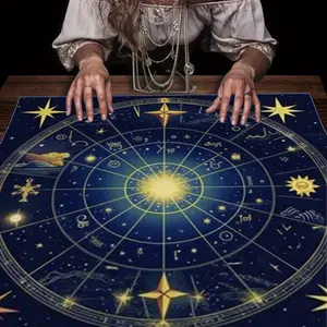 1 piece 2D flat Tarot card tablecloth (only the tablecloth), exquisite pattern divination tablecloth, suitable for meditation, social games, home decoration and outdoor festival activities, Portable Tablecloth