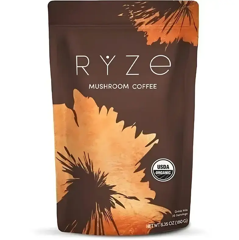 RYZE Mushroom Coffee USDA Organic with 6 Adaptogenic Mushrooms and MCT Oil, USA Grown Instant Coffee for Better Energy, Focus, Digestion, Immunity with Turkey Tail, Shiitake, Lion's Mane,30 Servings