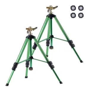 Summervibes VEVOR Impact Sprinkler on Tripod Base, 2 Packs, Heavy Duty Tripod Sprinklers with Brass Head 3/4NH Connector, 360 Degree Large Area Irrigation Sprinkler, Adjustable Heights Sprinkler for Yard