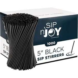 Disposable Plastic Coffee Stirrer Sticks, 1000 Count 5-Inch Black Stirrers Can Be Used As Coffee Straw Or Cocktail Mixer, Pack of 1