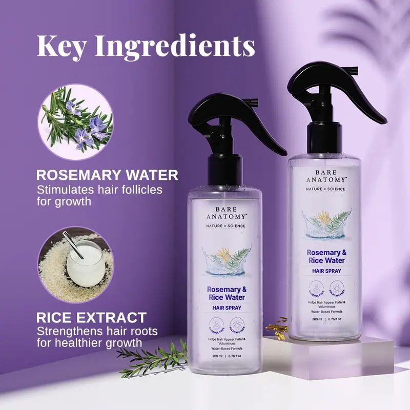 Rosemary & Rice Water Hair Spray- 200ml pack of 3 Natural Soft Hair Nourishing Hair Rosemary & Rice Water Hair Spray- 200ml pack of 3 Natural Soft Hair Nourishing Hair