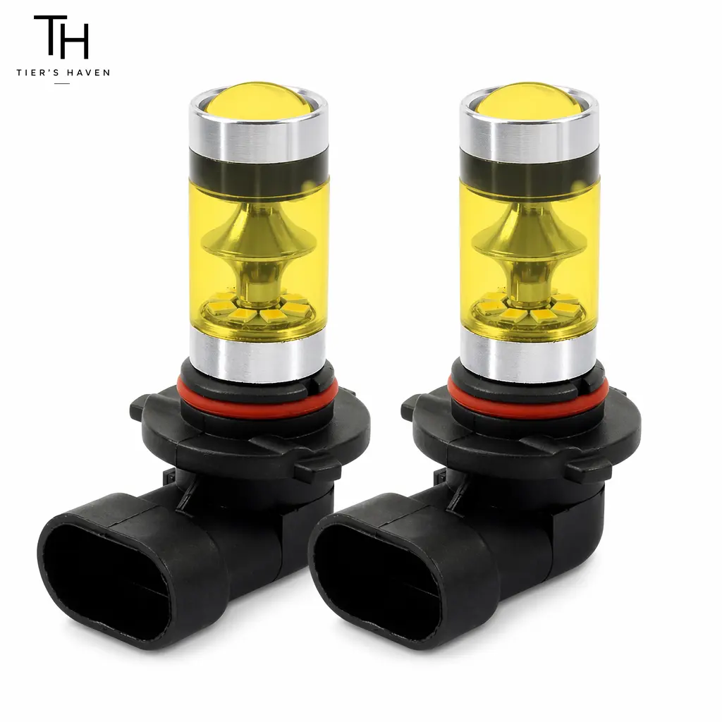 Tier's Haven 9005/9006 LED Fog Light Bulbs 2 Pack, 100W Ultra Bright 6500K Yellow LED, Plug & Play Car Fog Lights, Instant Upgrade Low Beam / DRL Daytime Running Lights for Most Vehicles