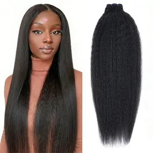 Estrella Hair【Live Only】Human Hair Kinky Straight One Bundle 14A 100% Unprocessed Virgin Hair, Kinky straight Human Hair Bundle for Women, Full and Thick, No Shedding, Tangles Free (16~24 inch)