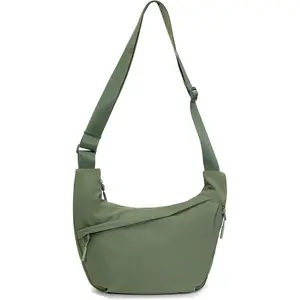Medium Crescent Crossbody Bag for Women & Men, Lightweight Sling Bag with Adjustable Strap and 3 Zipper Pockets