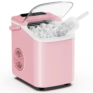 Ice Maker Countertop 6-8 Min Fast Ice, Portable Ice Machine with Handle 26 lbs Daily, 9 Bullet Cubes Auto-Cleaning for Home Kitchen Office RV