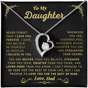 Beautiful Gift For Daughter From Dad Never Forget That I Love You Necklace, Birthday Gifts For Daughter, Father Daughter Gifts With Inspirational Message Card