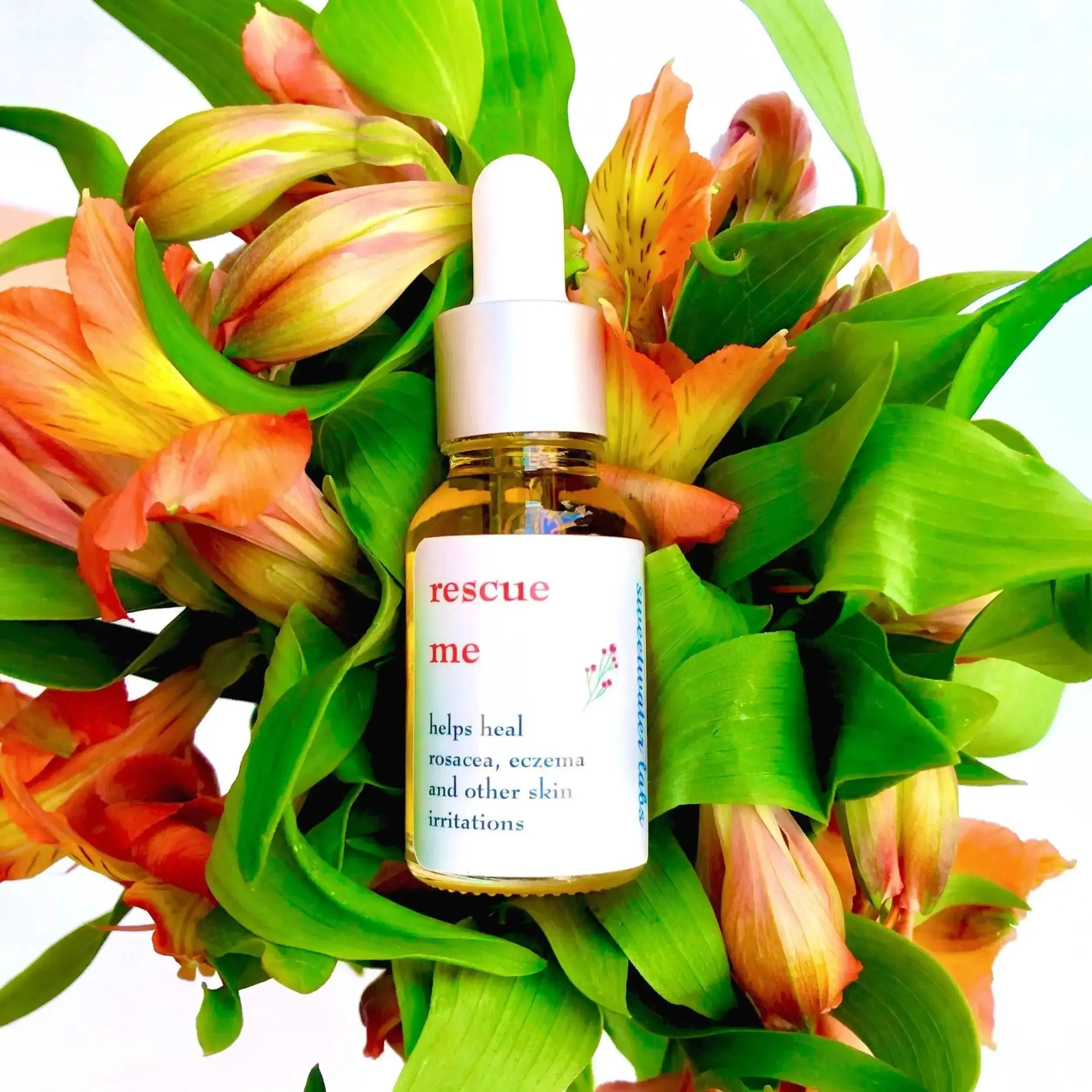 RESCUE ME. Helps heal skin irritations (eczema, rosacea and rash). Relieves itching