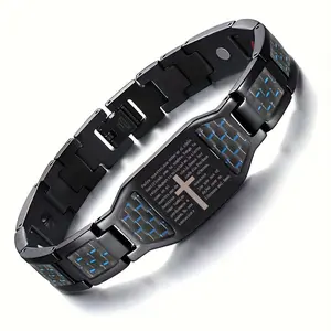 1pc Stainless Steel Cross Magnetic Bracelet for Men, Hypoallergenic Solid Band, Adjustable with Sizing Tool, Ideal Father'S Day Gift