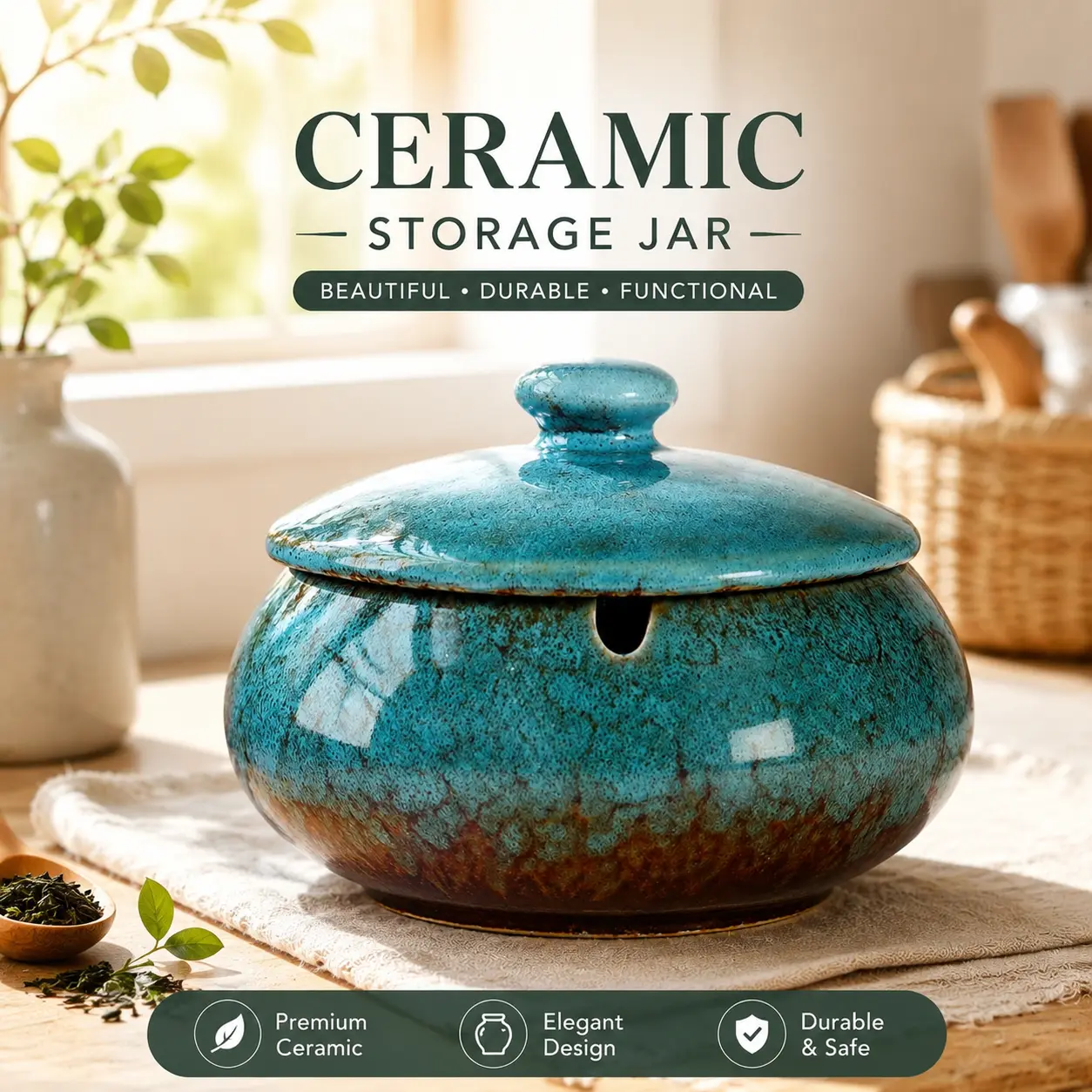 Elegant Blue Ceramic Ashtray with Lid – Windproof Modern Home Decor, Smoke & Odor Control Pad, Stylish Indoor Porch Accessory for Home or Gift #DealsforYouDays#SummerWins Decorative Home Ornament Table Desk Ornament
