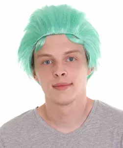Men's Sea Green Roronoa Zorro Wig Deluxe Slicked Green Ideal for Halloween & Cosplay- Retardant Synthetic Fiber