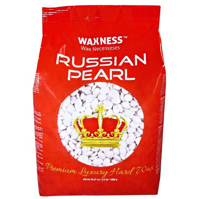 Waxness Polymer Blend Premium Luxury Hard Wax Beads Russian Pearl 2.2 lb / 1 kg For Hair Removal - Made in Italy - Rosin Free, Creamy and Gentle, No strips needed - Not Scented