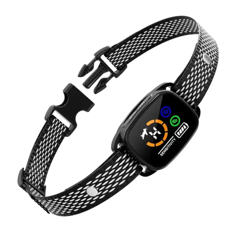 Smart Anti-Bark Nylon Collar with Smart Display, Adjustable E-Shock Pet Accessory for Dogs (Pet Supplies)