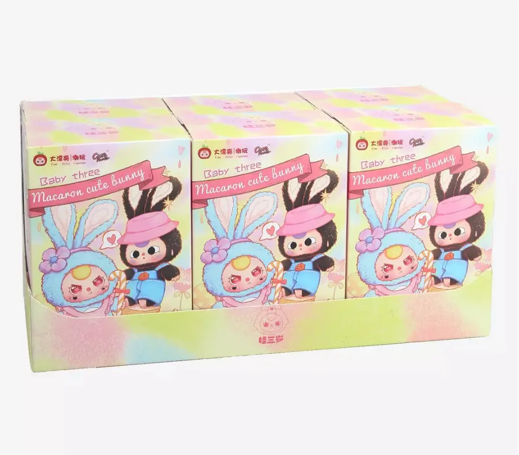Baby Three Macaron Cute Bunny Bunwave keychain and lip charm