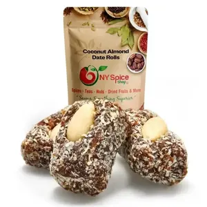 NY Spice Shop Dried Coconut Dates -  Coconut Almond Date Rolls - Sweet Fruit Almond Dried Dates - Ramadhan Dates Snack Snack Natural