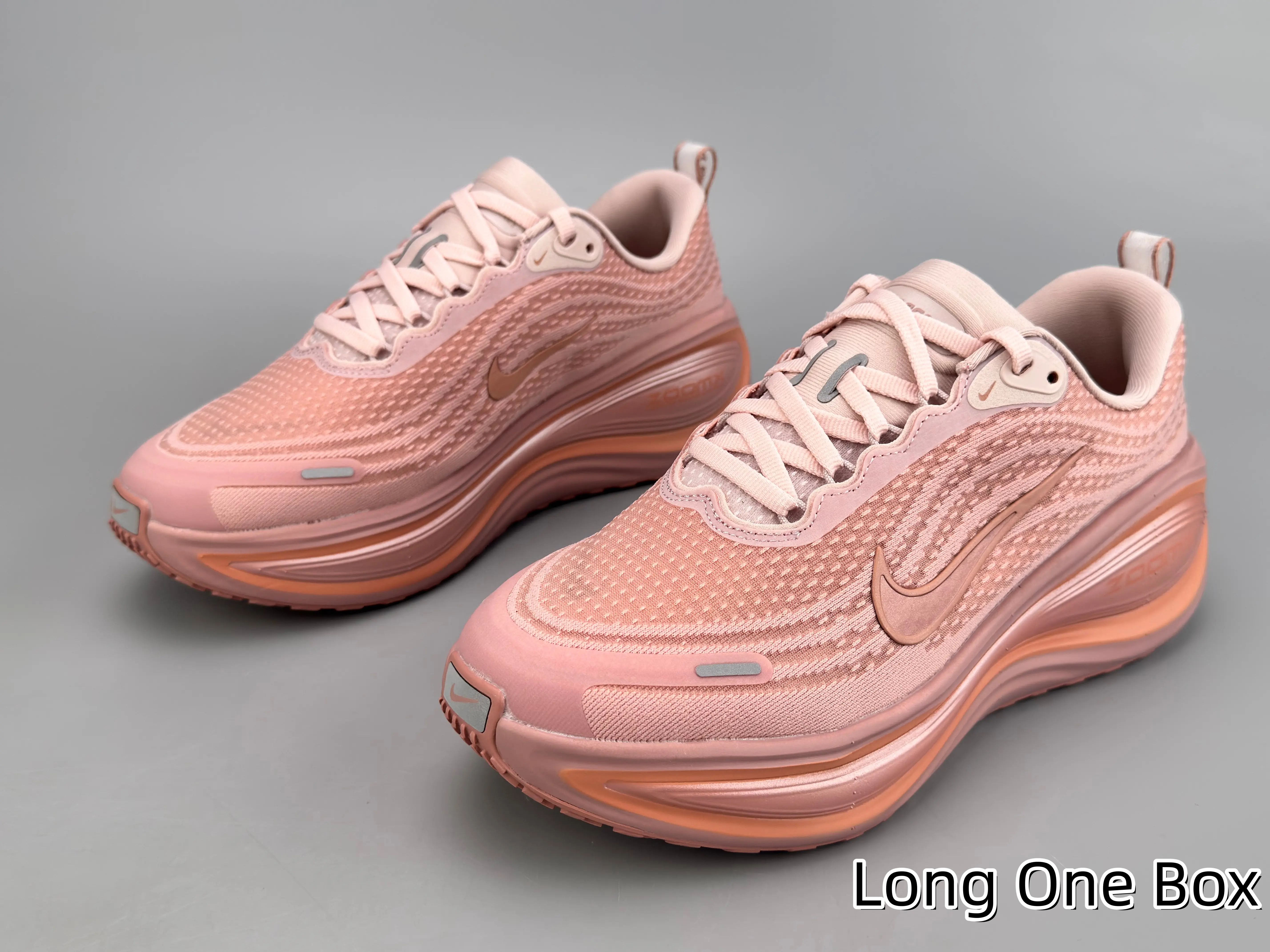 Soft Daily Walking Run Sneakers | Dusty Pink Wavy Breathable Knit Upper | Plush Peach Gradient Thick Foam Cushion Midsole | Grippy Hollow Anti-slip Rubber Outsole | Awesome For Jogging, Gym & Daily City Errands