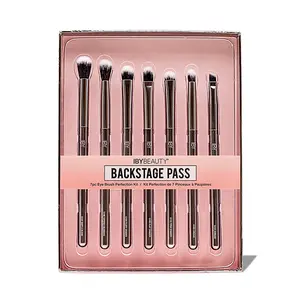 IBY Beauty Backstage Pass 7 Pc Eye Brush Set with Hypoallergenic Metalized Handles, Versatile for Natural & Dramatic Looks, Portable, Adults soft makeup