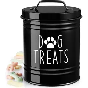 Airtight Dog Snack Container with Lid, 6 Inch High Round Pet Food Storage Jar, Kitchen Counter Use for Dogs Cats Small Animals