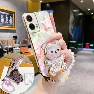 1 Piece Agile Butterfly with stand and lanyard Pattern Stylish Suitable For MOTO G85 5G Case With Comfortable feel Finish Featuring Lightweight For Casual Phone Cases