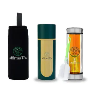 AffirmaTea Tumbler with Built-In Strainer for Hot & Cold Beverages Durable Stainless Steel On-The-Go Infuser Pitcher