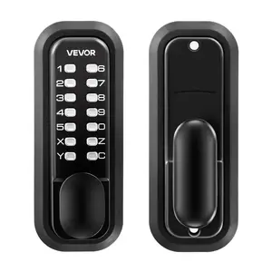Fathersdaygift VEVOR Mechanical Keyless Entry Digital Keypad Door Lock, 2.0 Code Upgrade, 4-7 Digit Code, Single-Sided Push Button Combination Knob, Auto-Locking, for Garden Gates & Indoor/Outdoor Use, Black, Digital Keypad Lock