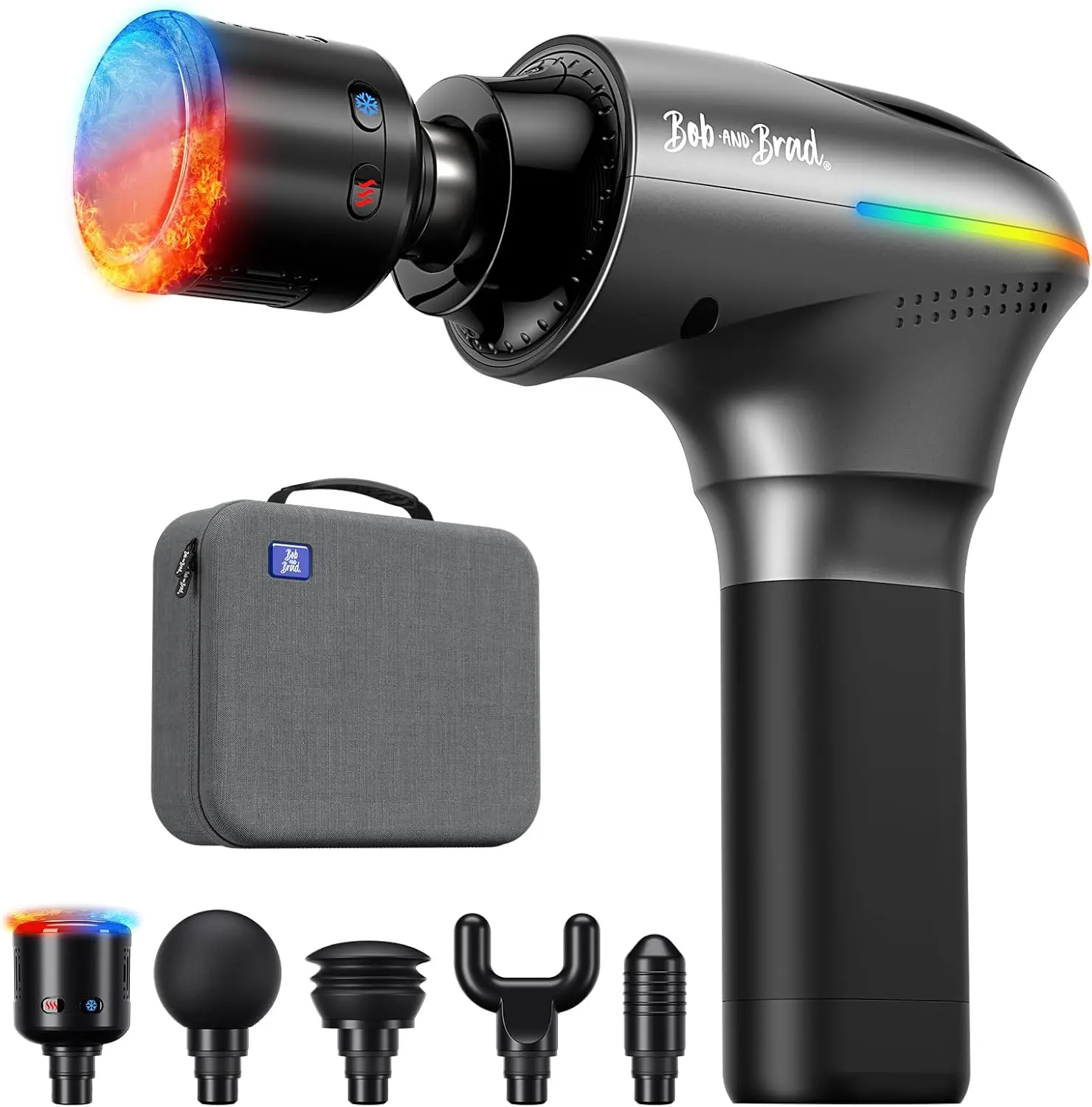 BOB AND BRAD A2 Pro Massage Gun with Heat and Cold Therapy Machine, Deep Tissue Electric Massager 4000mAh, Adjustable Professional Percussion Comfort Massage Gun FSA and HSA Eligible,LED Light System,45lbs With Fast Type-C Charging,Carrying Case Gift