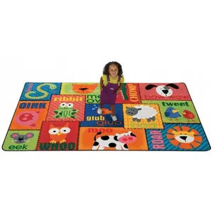 212 MAIN Interactive Sound-Learning Animal Sounds Educational Toddler Playtime Rectangle Rug, 4 ft. x 6 ft. Kids' Musical Learning Carpet for Playtime
