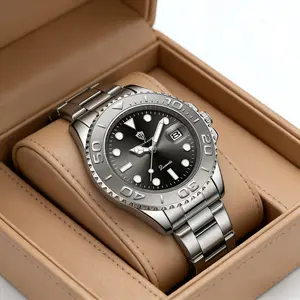 GOHUOS Men's Luxury Quartz Watch,  High Hardness Hardlex Glass Stainless Steel Strap Quartz Watch, 3ATM Waterproof Luxury Watch for Daily & Business, All-Match Timepiece for Work, Date & Night Out with Gift Box