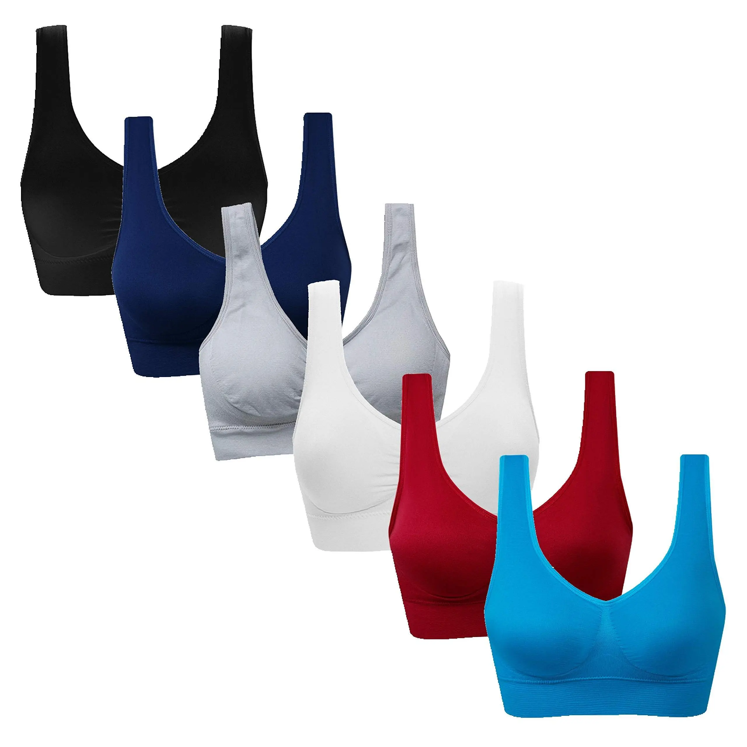 6 Pack: Black White Grey Navy Aqua 