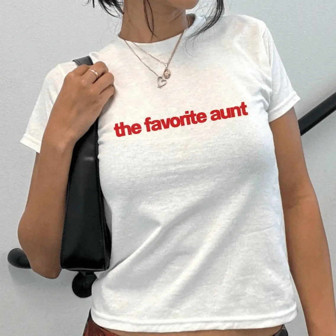 The Favorite Aunt Baby Tee Cool Aunt Shirt New Aunt T-Shirt Gift From Niece Aesthetic Retro 90s Style Crop Top Aunt Birthday Gift Cuteness Overload Shirt