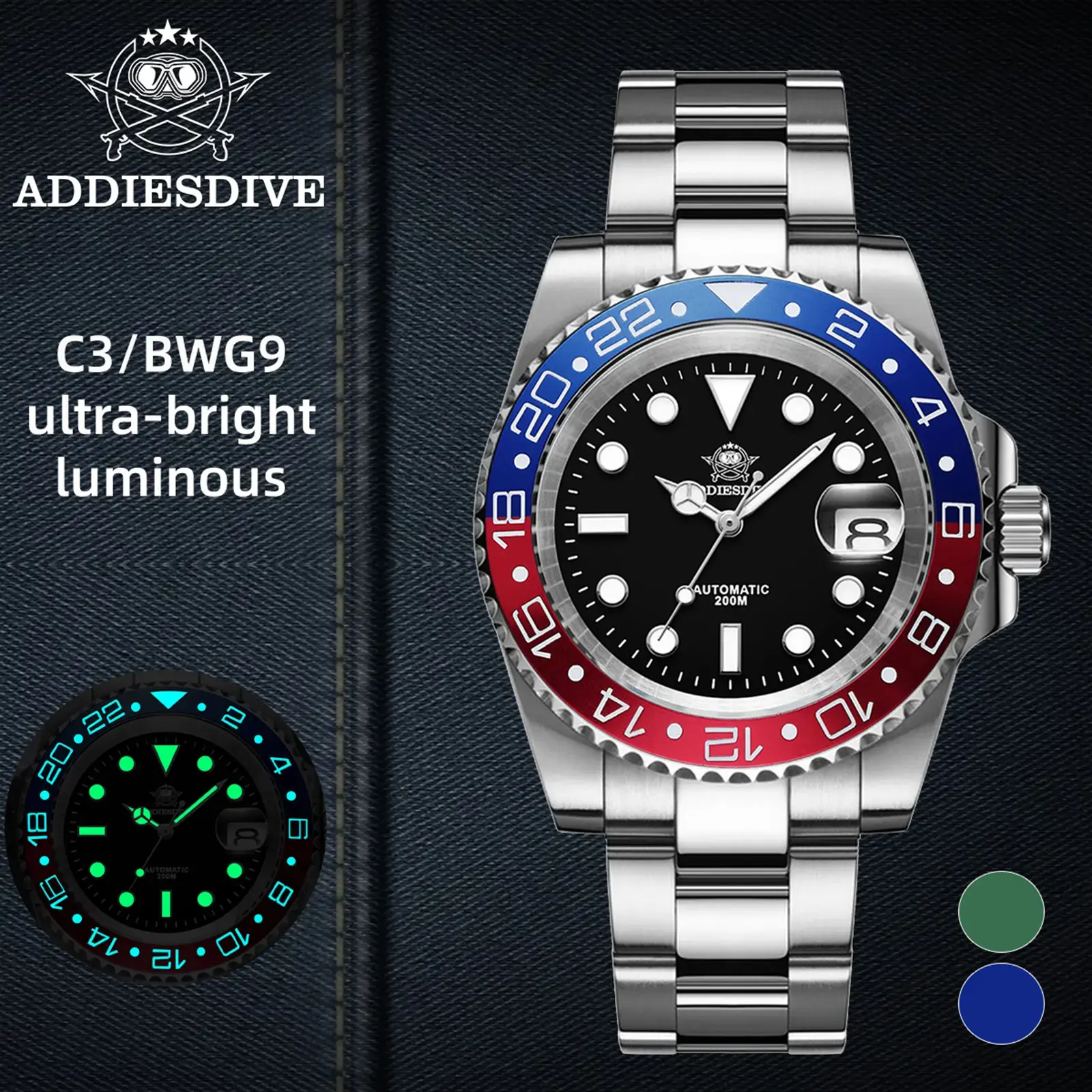 asdADDIESDIVE Submariner Men's Fully Automatic Diver Wrist Watch - 2-Tone Ceramic Bezel, Sapphire Crystal, Luminous, >> 200M Water Resistant, 316L Stainless Steel, 24-Month Warranty, Fashion Men's Watch, 24 Months, Fully Automatic Wrist Watches