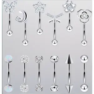 16G Curved & Straight Barbells for Eyebrow & Lip - 6MM, 8MM, 10MM Surgical Steel. Hypoallergenic Piercing Jewelry for Vertical Labret, Helix. Internally Threaded, for Men & Women