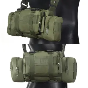Multi-Layer Camera Bag Waist Pack Crossbody Sports Bag, Main Compartment Plus Side Pockets, Adjustable Strap, Molle System, Durable Outdoor Hiking