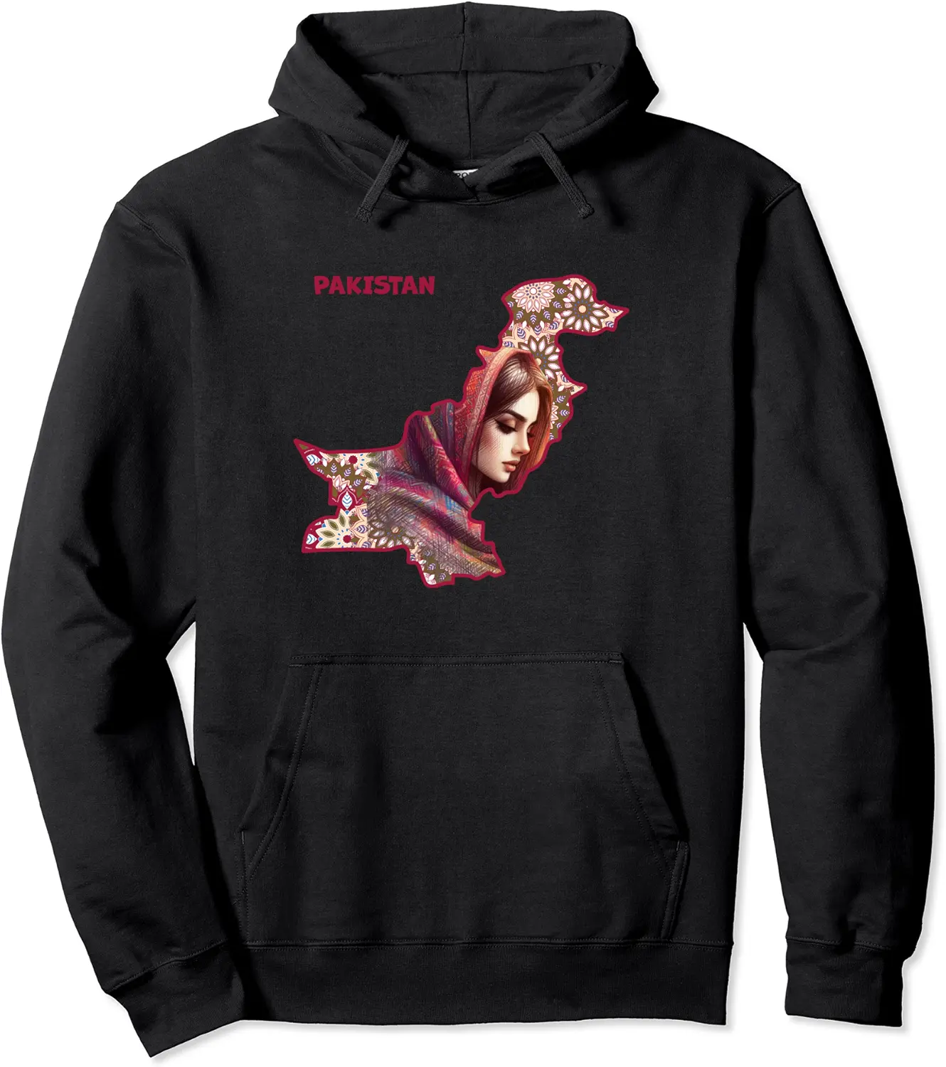 Pakistan map, Beautiful Pakistani woman in Pakistani scarf Pullover Hoodie - Christopherchr Shop 71B0D8Y5TWBM