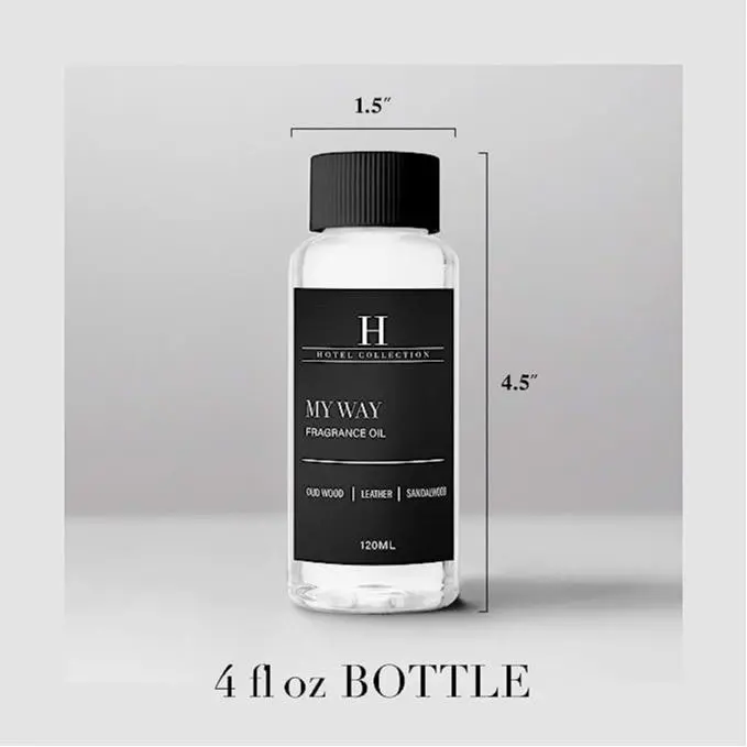 Hotel Collection- My Way Essential Oil Scent- Luxury Hotel Inspired Aromatherapy Scent Diffuser Oil- Lush Sandalwood, Warm Virginia Cedar,& Beautiful Iris- for Essential Oil Diffuser-120 mL Freshner Fragrance Scented Perfume Bottle